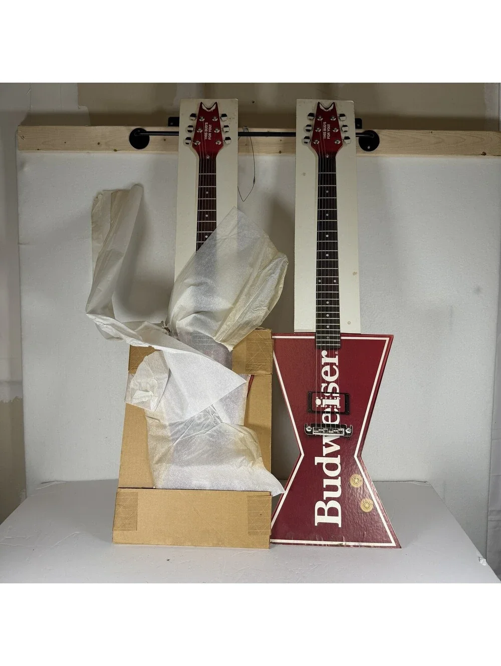 Vintage Budweiser Air Guitar Cardboard Display Lot w/ Instructions Breweriana